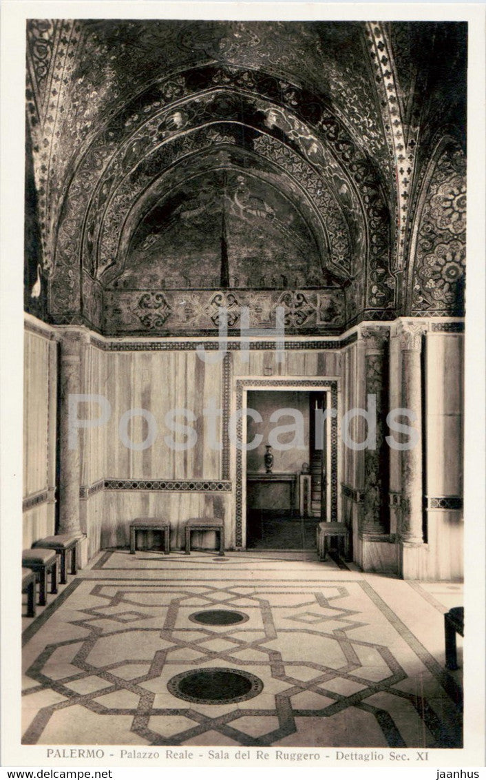 Palermo - Palazzo Reale - Sala del Re Ruggero - Dettaglio Sec XI - old postcard - Italy - unused - JH Postcards
