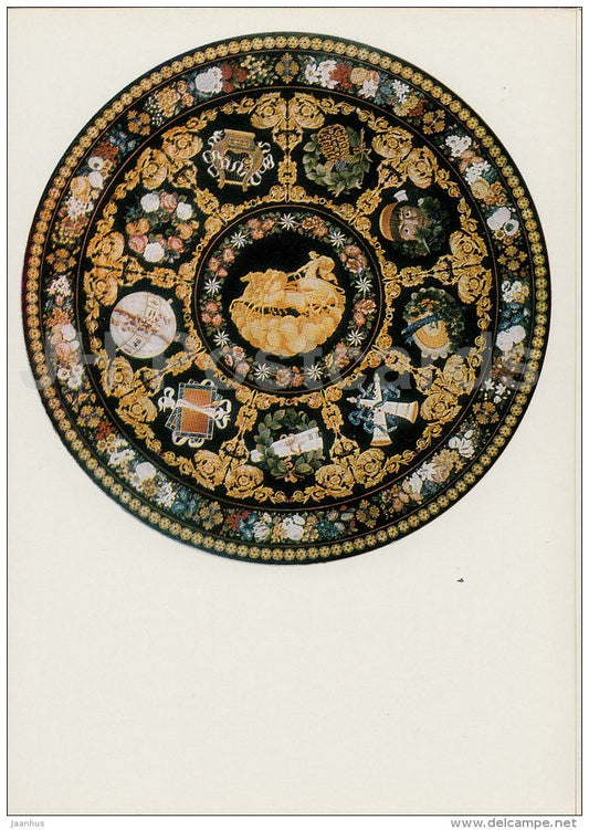 Table-top , Apollo and the Muses by Edoardo Mochiutti - Florentine Mosaic - Italian art - 1974 - Russia USSR - unused - JH Postcards