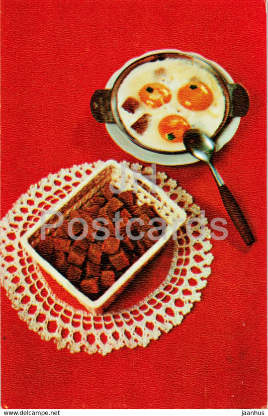 Fried eggs with bread - recipes - dishes - cooking - 1982 - Russia USSR - unused - JH Postcards