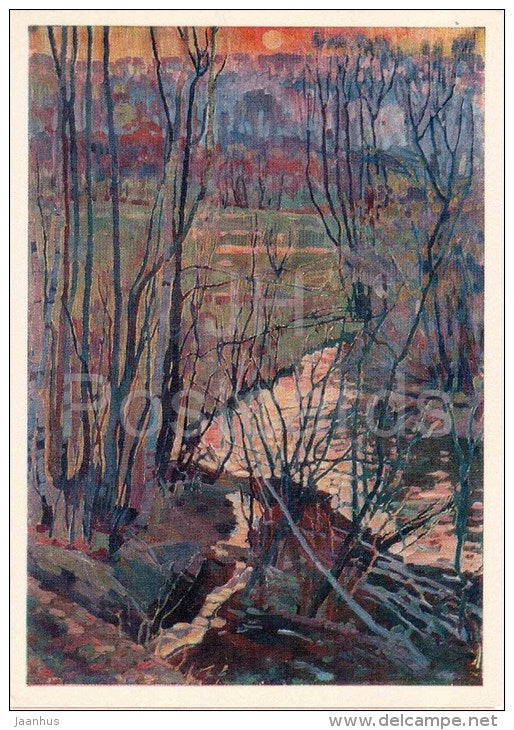 painting by A. Trofimov - Yasnaya Polyana . Evening at the Voronka river - Leo Tolstoy - 1978 - Russia USSR - unused - JH Postcards