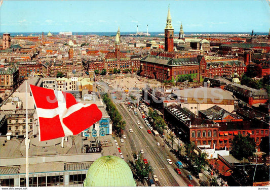 Copenhagen - Kopenhagen - Vesterbrogade og Radhuspladsen - Town Hall Square - T 104 - 1974 - Denmark - used - JH Postcards
