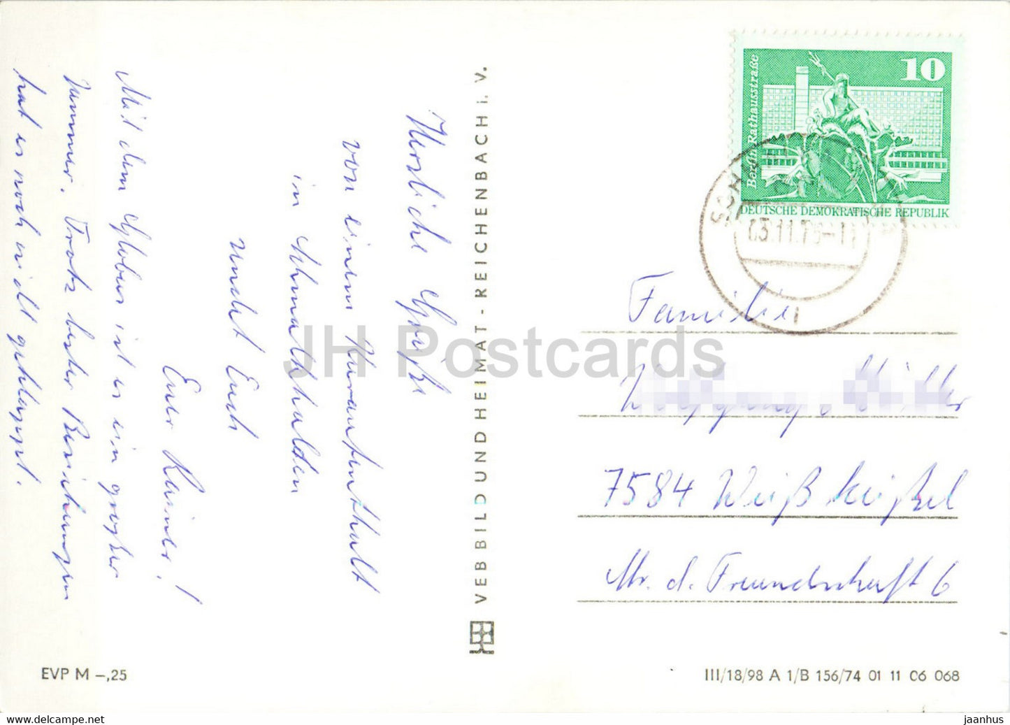 Schmalkalden - Schloss Wilhelmsburg - Altmarkt - castle - old postcard - Germany DDR - used