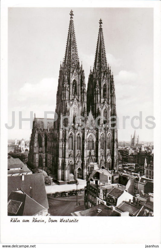 Koln am Rhein - Cologne - Dom Westseite - cathedral - old postcard - Germany - unused - JH Postcards