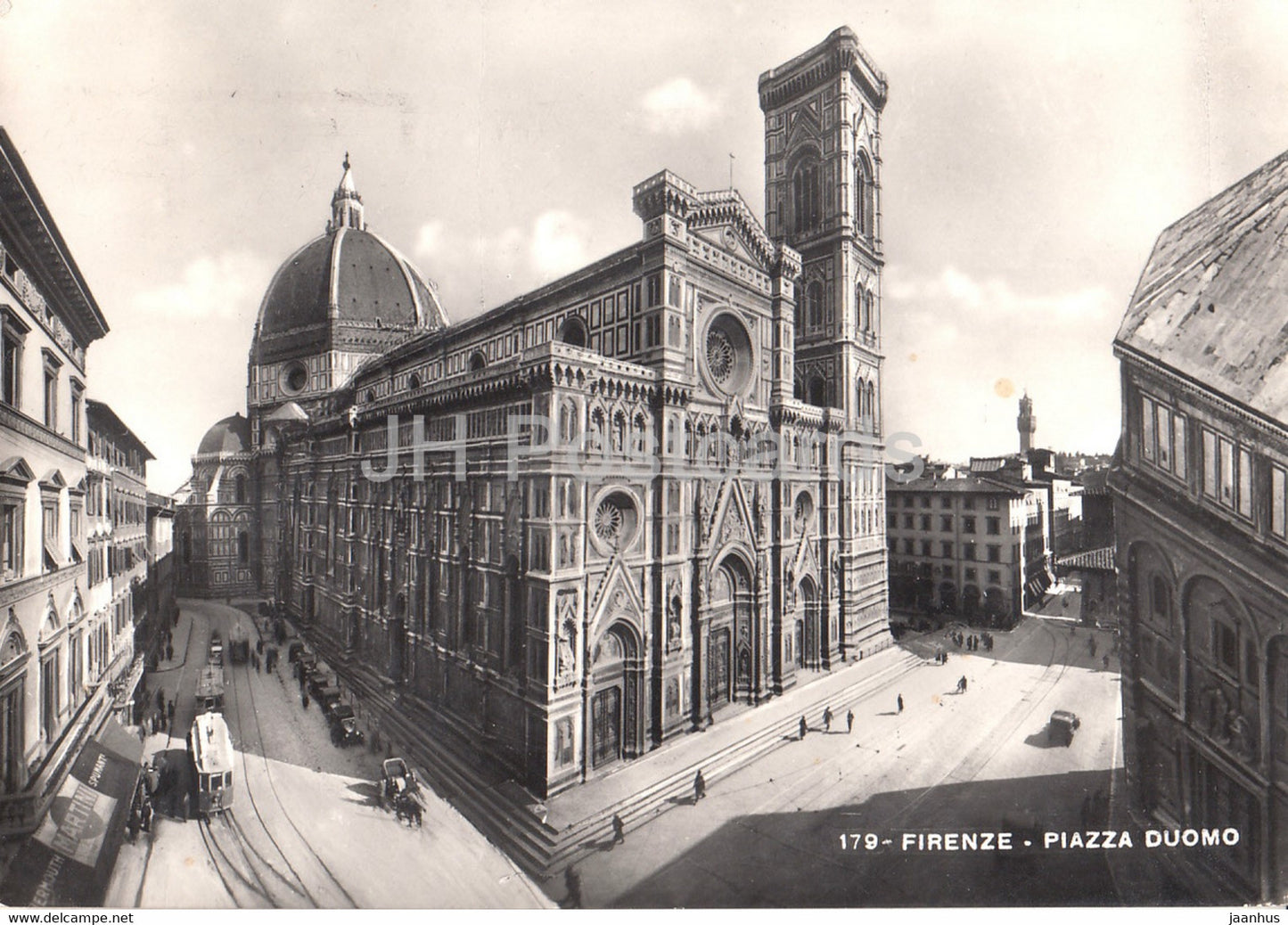Firenze - Florence - Piazza Duomo - tram - 179 - old postcard - 1950 - Italy - used - JH Postcards