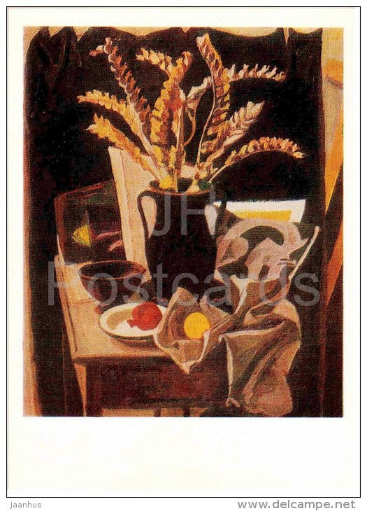 painting by Lavinia Bazhbeuk-Melikyan - Still Life with Black Vessel , 1971 - armenian art - unused - JH Postcards