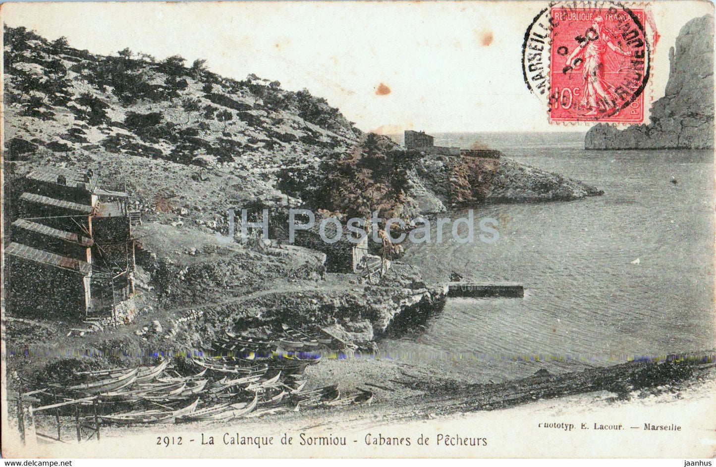 La Calanque de Sormiou - Cabanes de Pecheurs - 2912 - old postcard - France - used - JH Postcards