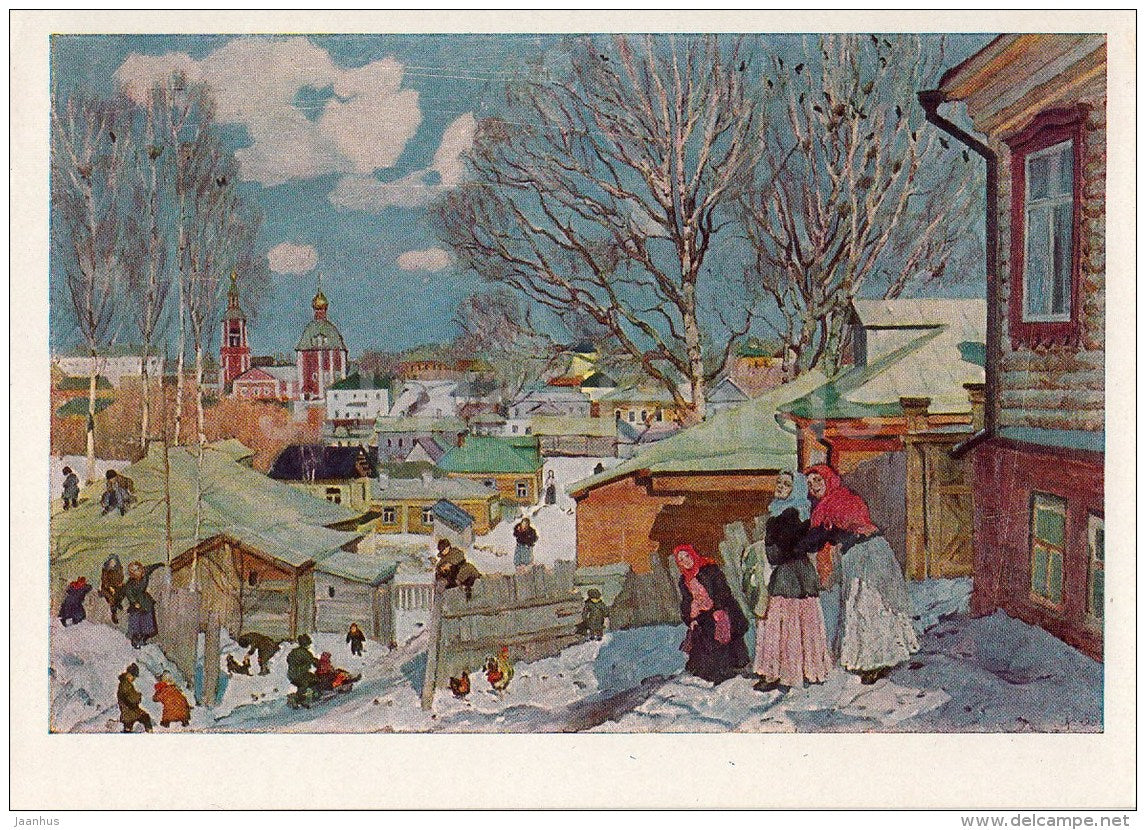 painting by K. Yuon - Sunny Day in Spring , 1910 - town  - Russian Art - 1963 - Russia USSR - unused - JH Postcards