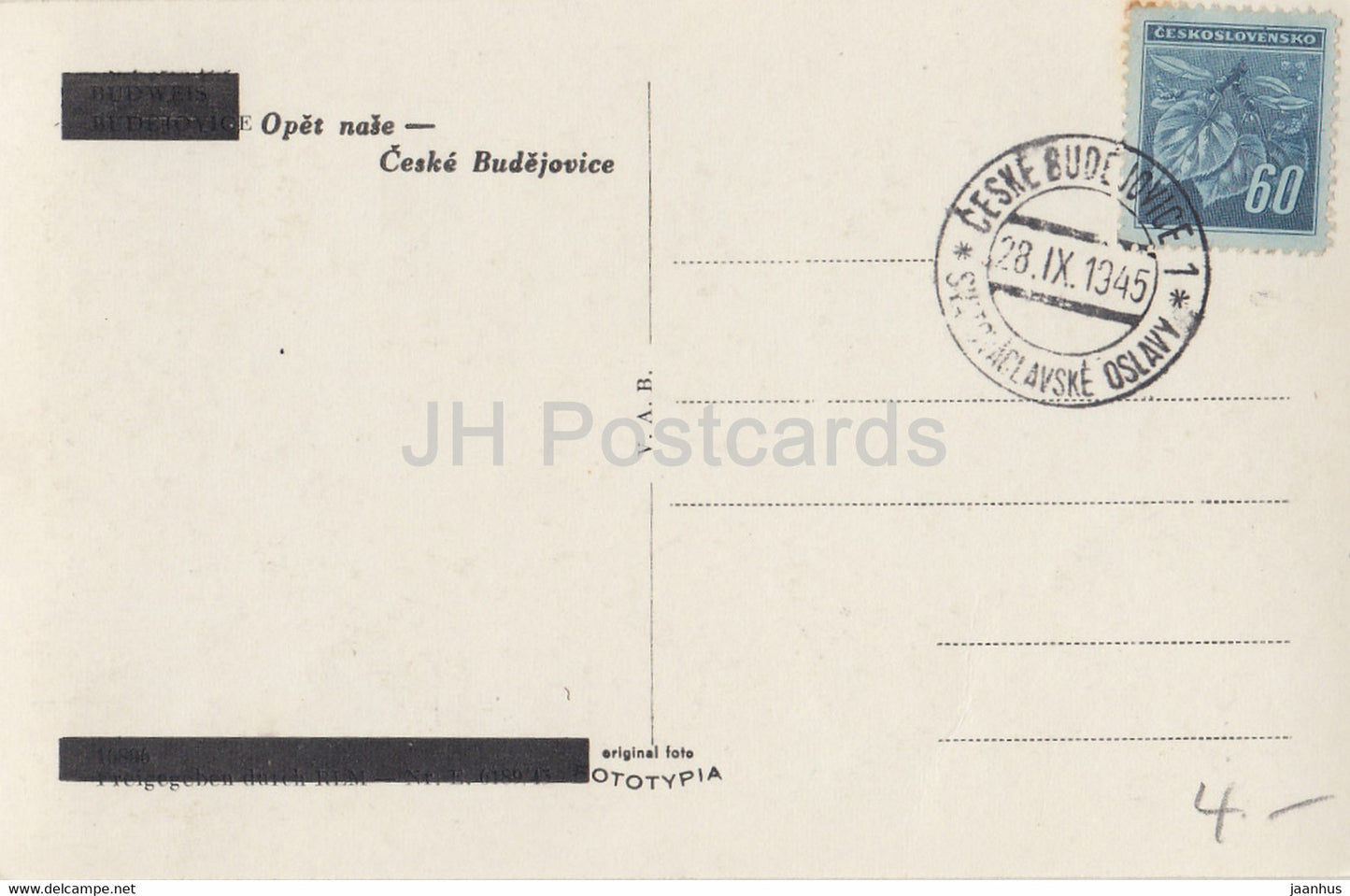 Ceske Budejovice - Budweis - Opet nase - alte Postkarte - 1945 - Tschechoslowakei - Tschechische Republik - gebraucht