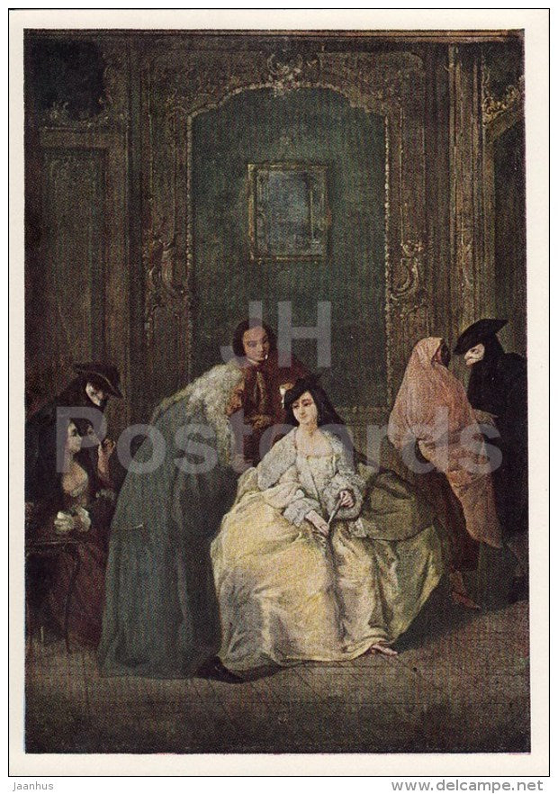 painting by Pietro Longhi - Scene in the Anteroom of a Gambling House - Italian Art - 1963 - Russia USSR - unused - JH Postcards