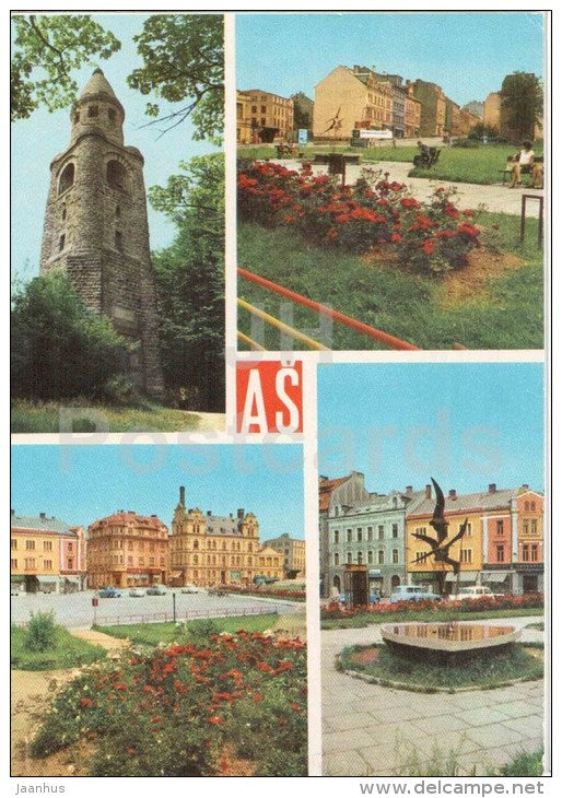 As - tower - town views - architecture - Czechoslovakia - Czech - unused - JH Postcards