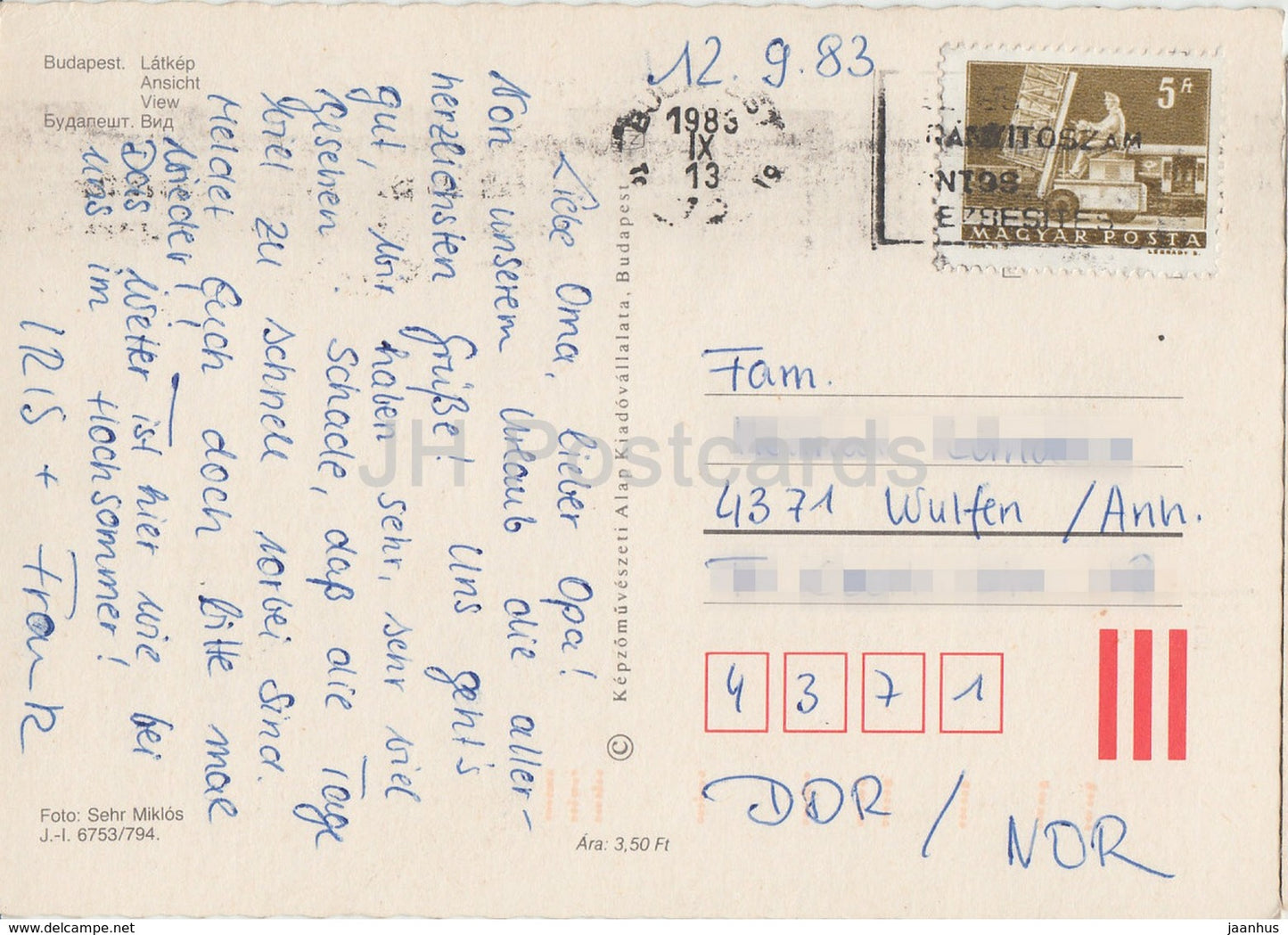 Budapest - vue - bateau à passagers - 1983 - Hongrie - d'occasion