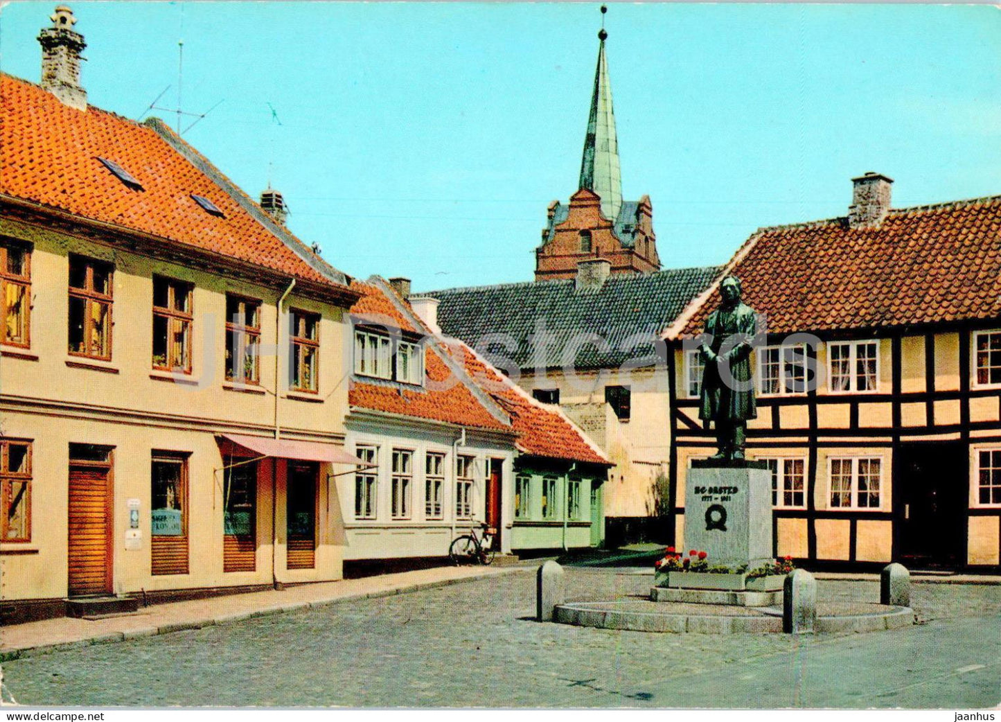 Rudkobing - Gaasetorvet med H C Orsteds Statue - square - monument - 149 - Denmark - unused - JH Postcards
