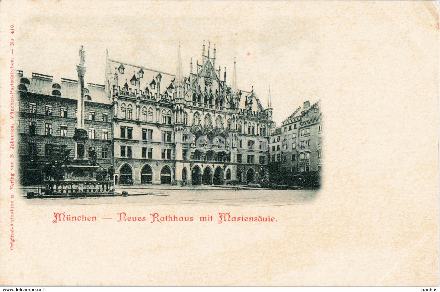 Munchen - Munich - Neues Rathaus mit Mariensaule - 410 - old postcard - Germany - unused - JH Postcards