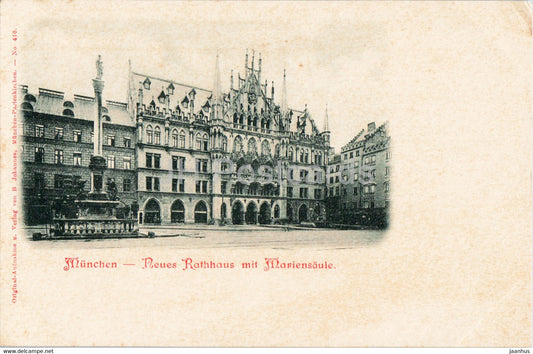 Munchen - Munich - Neues Rathaus mit Mariensaule - 410 - old postcard - Germany - unused - JH Postcards