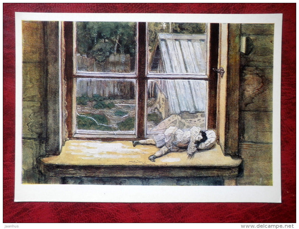 Painting by M. Dobuzhinsky - The Doll . 1905 - russian art - unused - JH Postcards