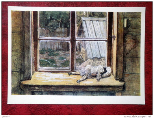 Painting by M. Dobuzhinsky - The Doll . 1905 - russian art - unused - JH Postcards