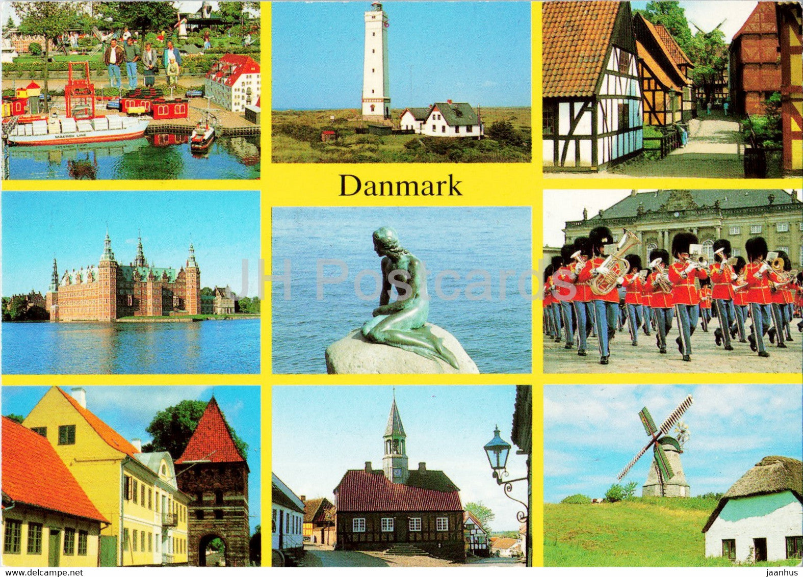 Denmark - windmill - lighthouse - Little Mermaid - Guard - multiview - 1993 - Denmark - used - JH Postcards