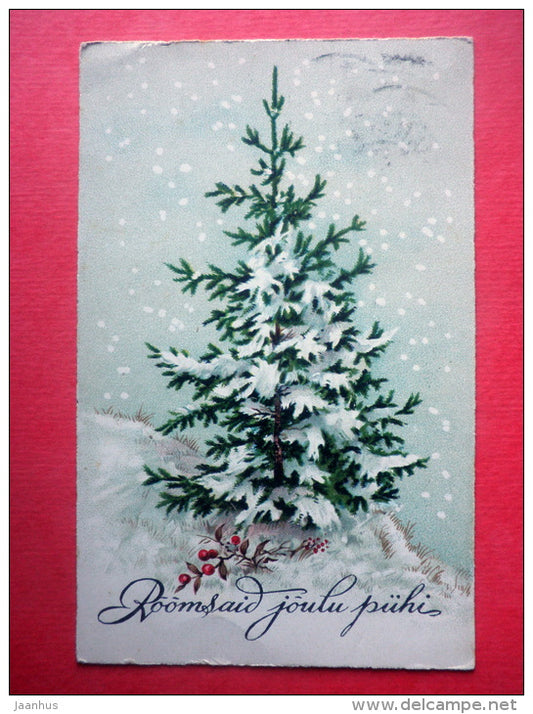 christmas greeting card - christmas tree - Cellaro - circulated in Estonia 1929 - JH Postcards