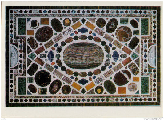 Table-top with an oval of aragonite - Florentine Mosaic - Italian art - 1974 - Russia USSR - unused - JH Postcards