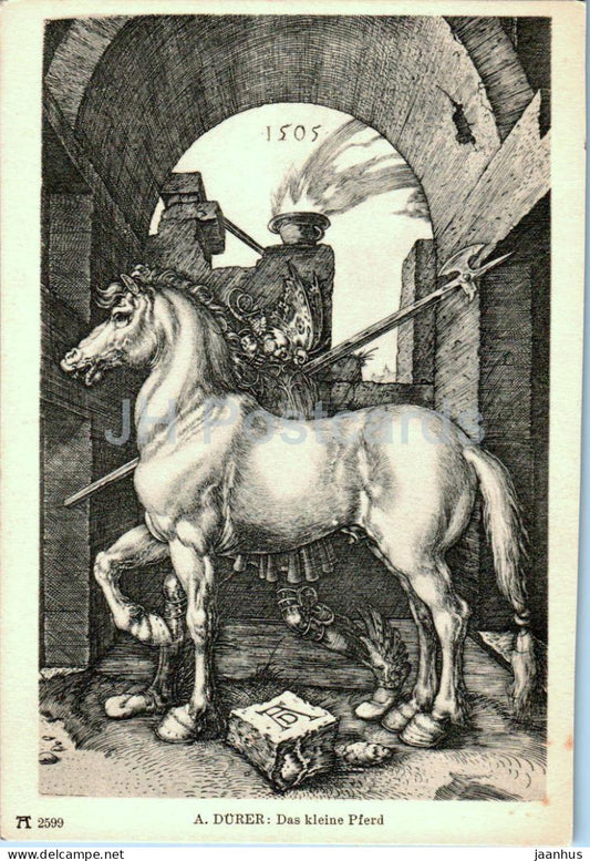 Engraving by Albrecht DÃ¼rer - Das kleine Pferd - horse - 2599 - German art  - old postcard - Germany - unused - JH Postcards