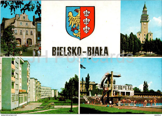 Bielsko Biala - Kosciol - church - swimmnig pool - multiview - Poland - unused - JH Postcards