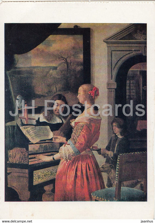 painting by Frans van Mieris - Hauskonzert - House concert - art - 1971 - Germany - unused - JH Postcards