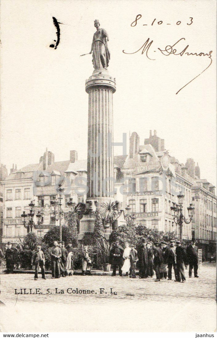 Lille - La Colonne - 5 - old postcard - 1903 - France - used - JH Postcards
