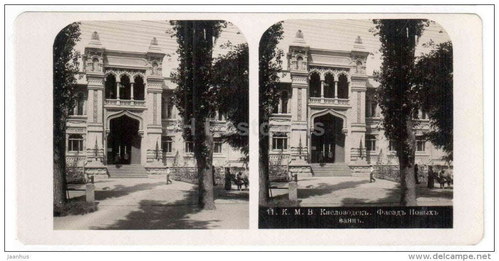 new baths facade - Kislovodsk - Caucasus - Russia - Russie - stereo photo - stereoscopique - old photo - JH Postcards
