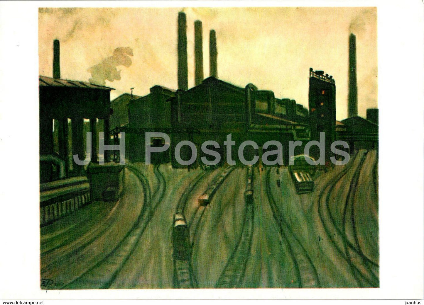 painting by V. Rogachev - Sverdlovsk Verkh-Iset metallurgical plant - Urals - Russian art - 1984 - Russia USSR - unused - JH Postcards