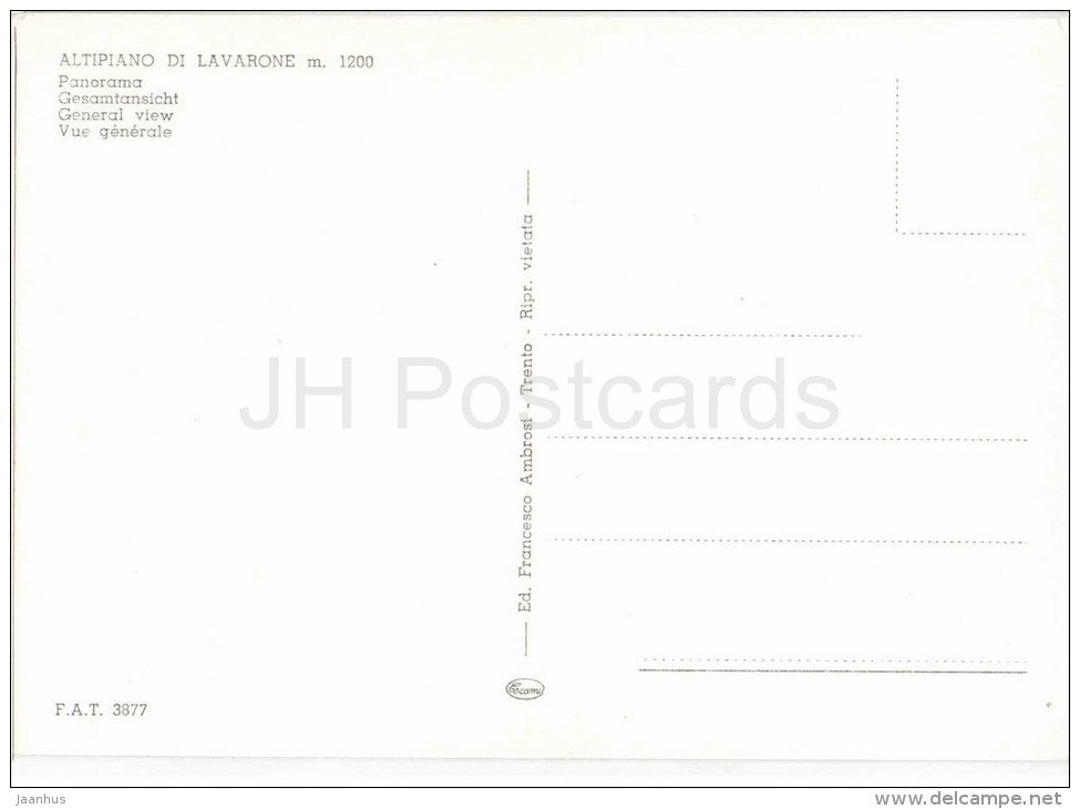 Panorama - Altipiano di Lavarone m 1200 - Trento - 3877 - Italia - Italy - unused - JH Postcards