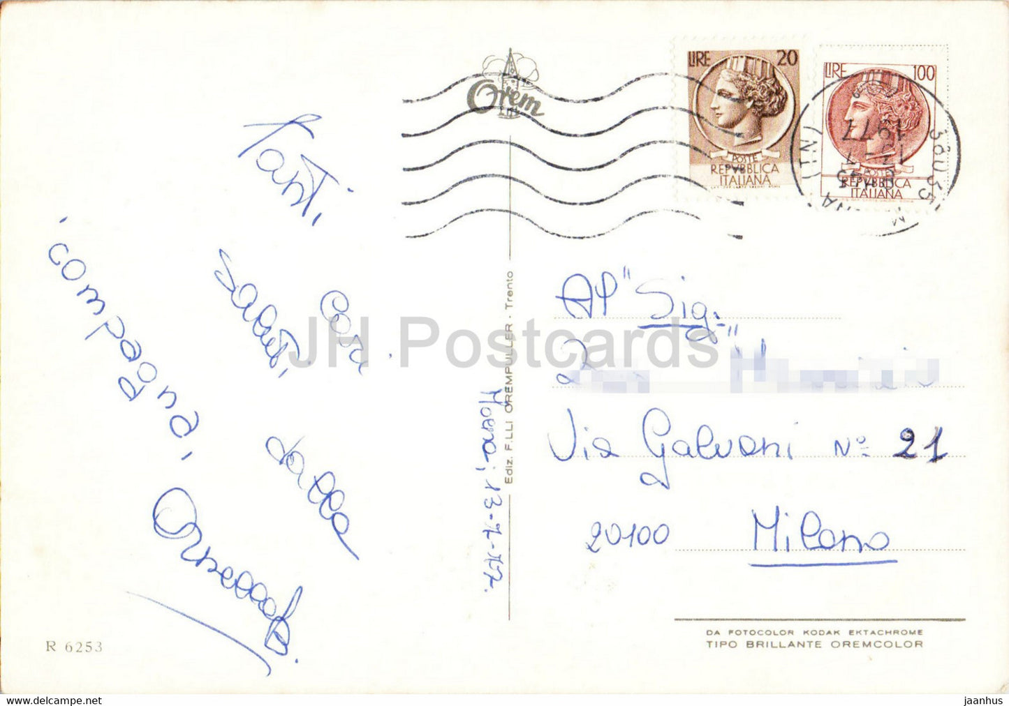 Saluti da Moena - Dolomiti - folk costumes - 1977 - Italy - used