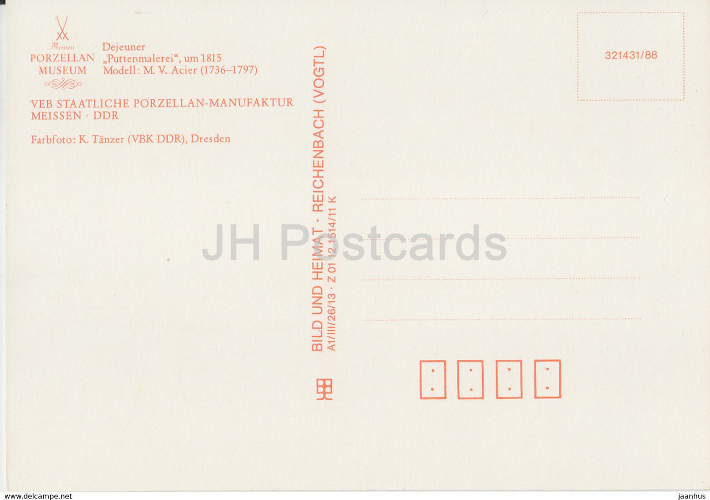 Dejeuner - Puttenmalerei - porcelain - Porzellan Museum Meissen - DDR Germany - unused
