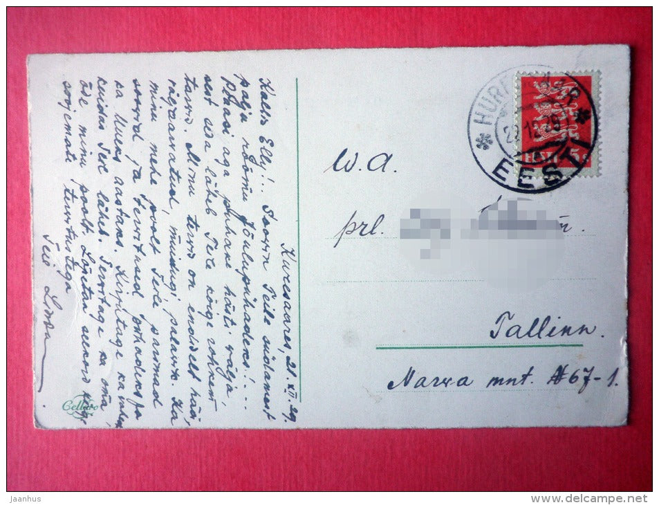 christmas greeting card - christmas tree - Cellaro - circulated in Estonia 1929 - JH Postcards