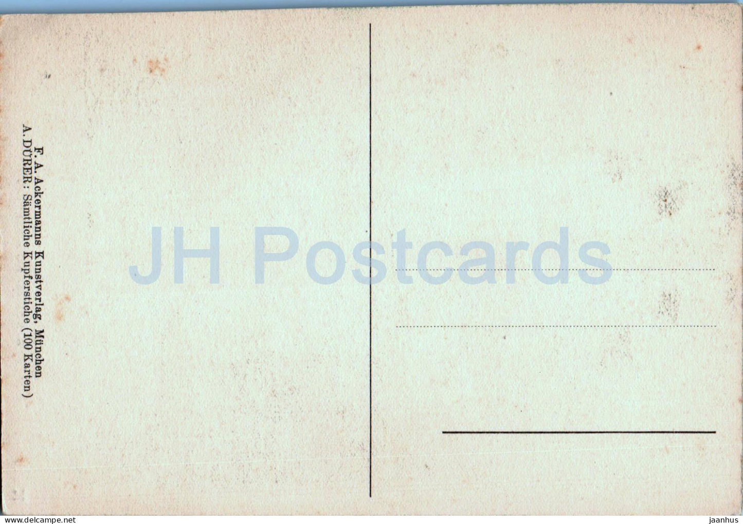 Gravure d'Albrecht Dürer - Das kleine Pferd - cheval - 2599 - Art allemand - carte postale ancienne - Allemagne - inutilisé 