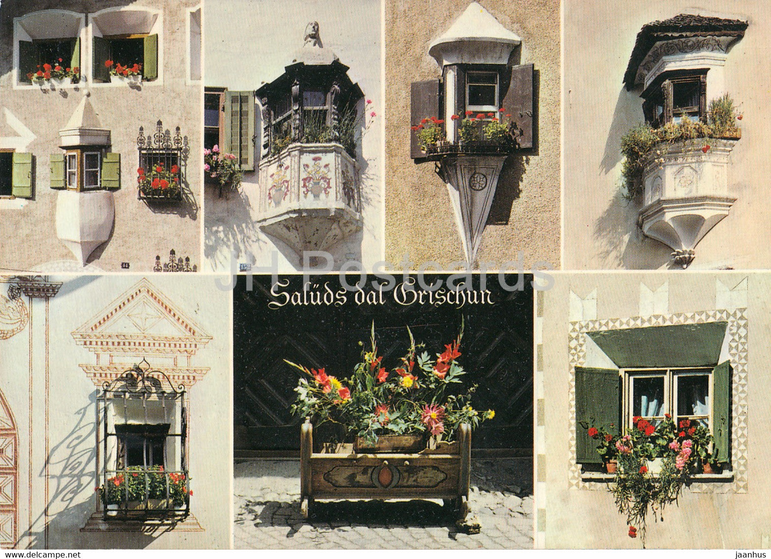 Saluds dal Grischun - Graubunden - Erker und Blumenfenster - 7502 - Switzerland - unused - JH Postcards