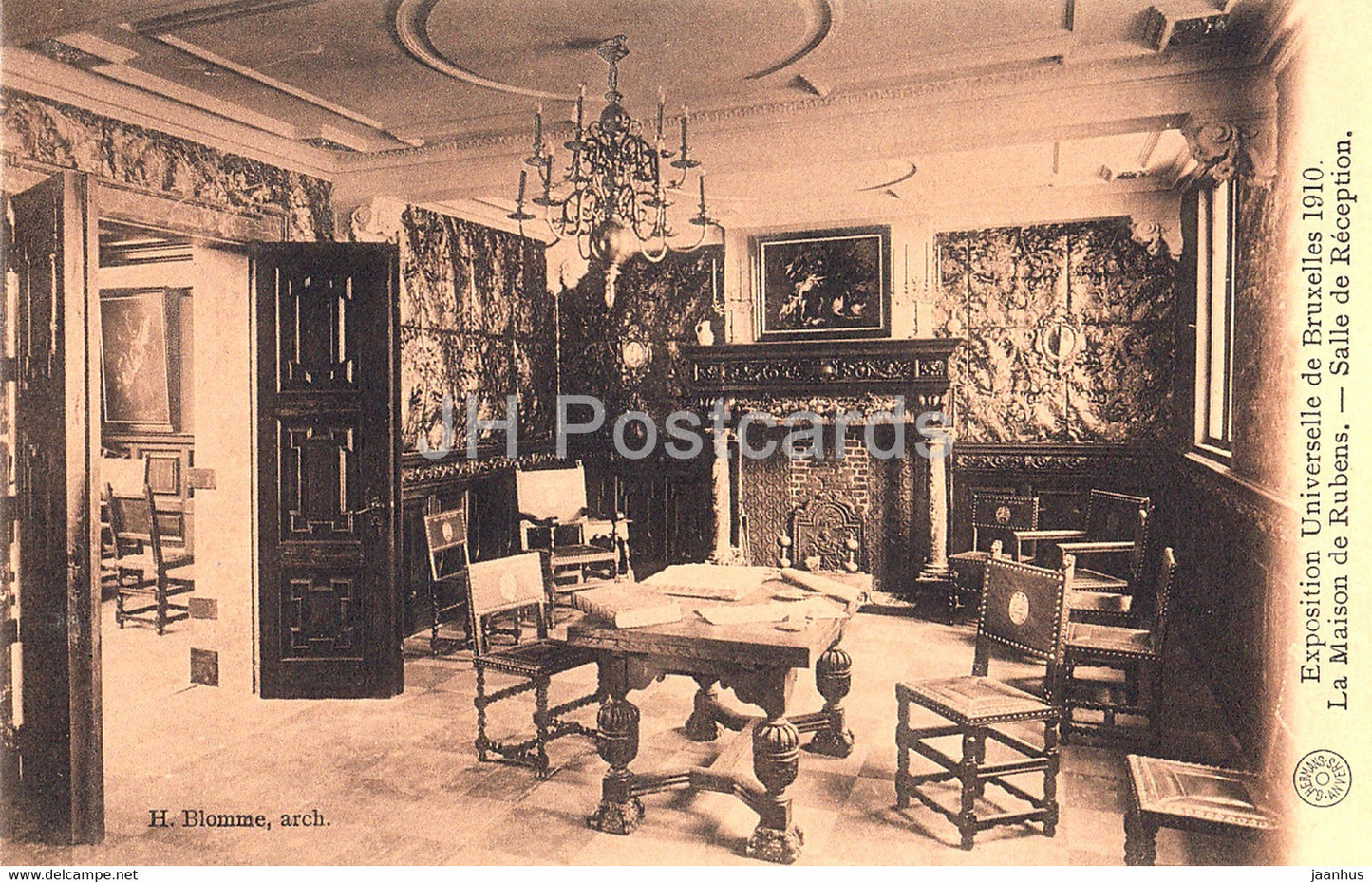 Exposition Universelle de Bruxelles 1910 - La Maison de Rubens - Salle de Reception - old postcard - Belgium - unused - JH Postcards