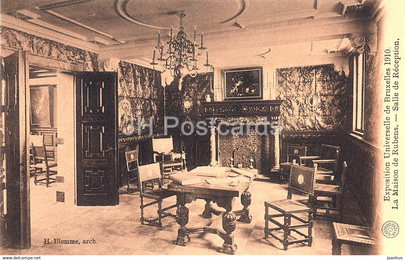 Exposition Universelle de Bruxelles 1910 - La Maison de Rubens - Salle de Reception - old postcard - Belgium - unused - JH Postcards
