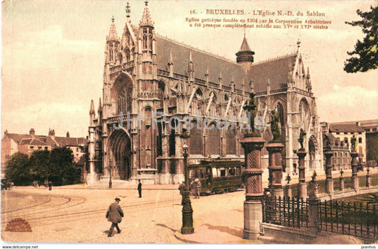 Bruxelles - Brussels - L'Eglise N D du Sablon - tram - church - 16 - old postcard - 1913 - Belgium - used - JH Postcards
