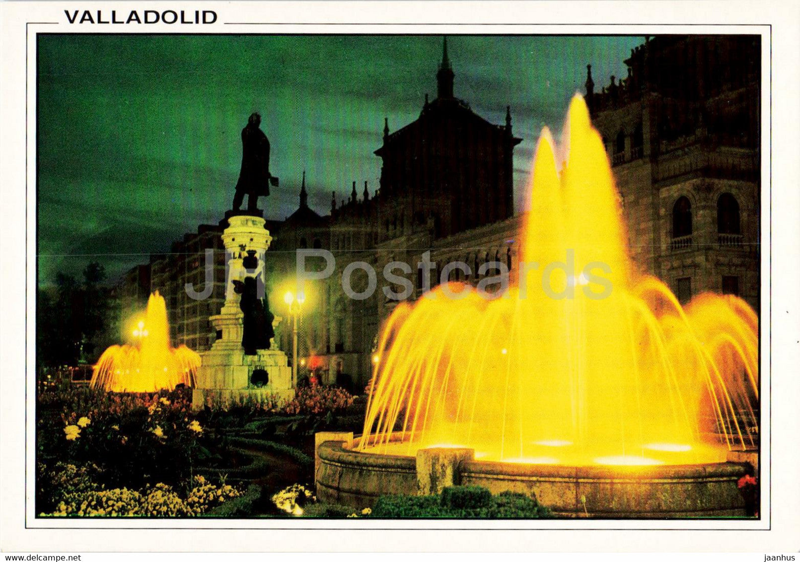 Valladolid - Estatua de Zorrilla y Fuente Luminosa - Zorrilla statue and Illuminated fountain - Spain - unused - JH Postcards