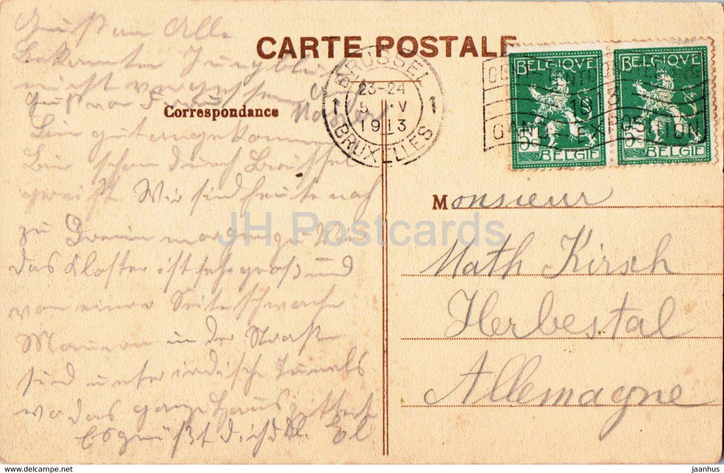 Bruxelles - Bruxelles - L'Eglise ND du Sablon - tram - église - 16 - carte postale ancienne - 1913 - Belgique - occasion