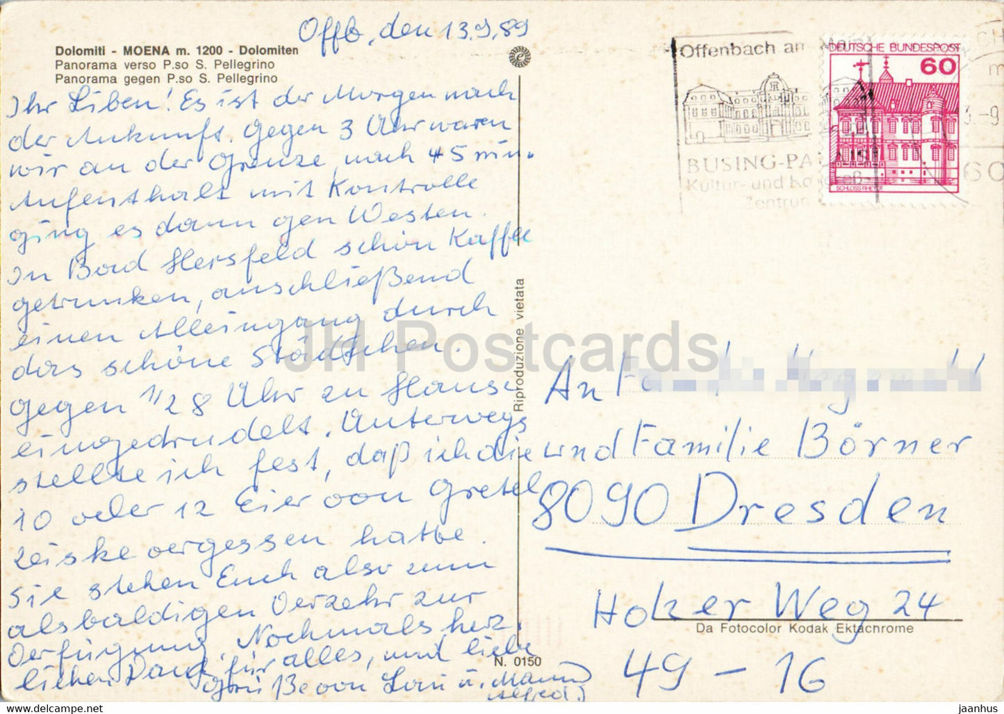 Dolomiti - Moena 1200 m - S Pellegrino - 1989 - Italy - used