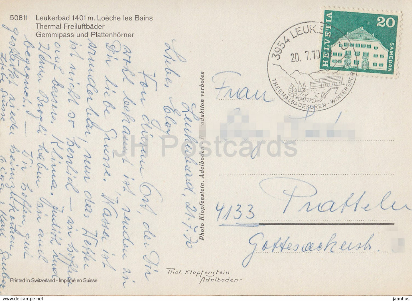 Loèche-les-Bains 1401 m - Thermal Freiluftbader - Gemmipass und Plattenhorner - 50811 - 1970 - Suisse - occasion