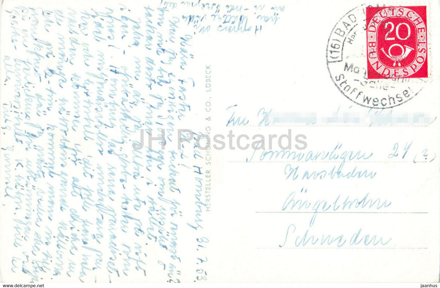 Bad Homburg – Schlosspark – Elisabethenbrunnen – Kurhaus – Spielcasino – altes Auto – alte Postkarte – 1953 – Deutschland – gebraucht