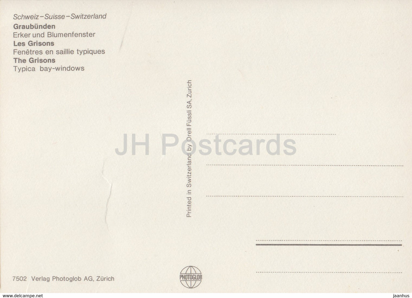 Saluds dal Grischun - Graubunden - Erker und Blumenfenster - 7502 - Switzerland - unused