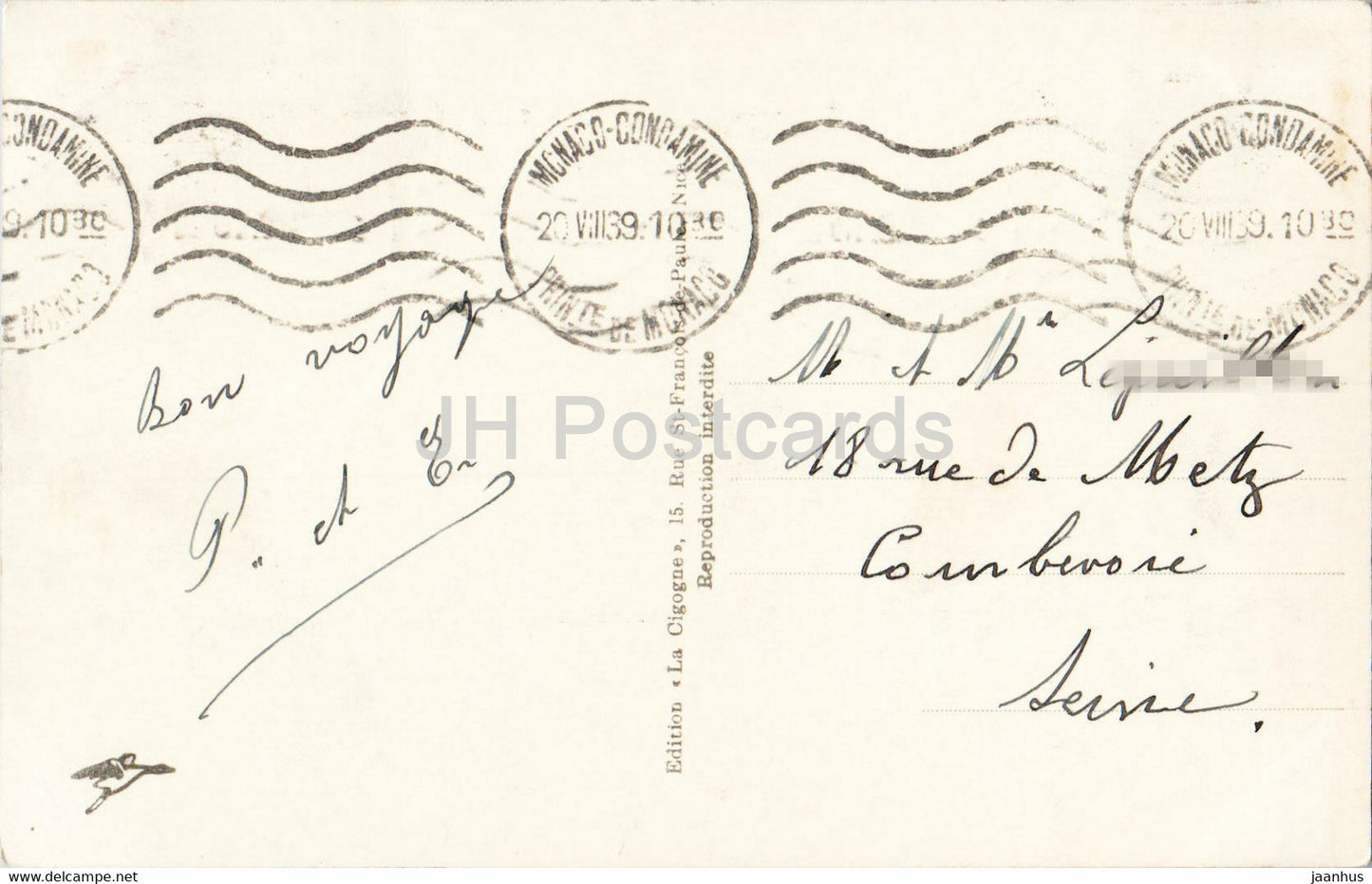 Monaco - Le Rocher - Vue sur Martin et l'Italie - 1495 - carte postale ancienne - 1939 - Monaco - oblitéré