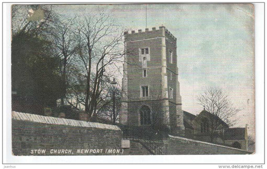 Stow Church - Newport - Monmouthshire - Wales - United Kingdom - old postcard - circulated in Tsarist Russia 1915 - used - JH Postcards