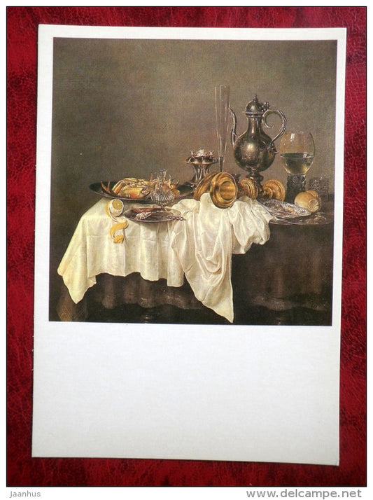 Painting by Willem Claesz Heda - Still Life - Lobster . 1648 - dutch art - unused - JH Postcards