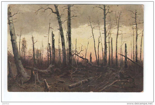 painting by I. Shishkin - Burnt forest - Abgebrannter Wald - 216  - Tsarist Russia - unused - JH Postcards
