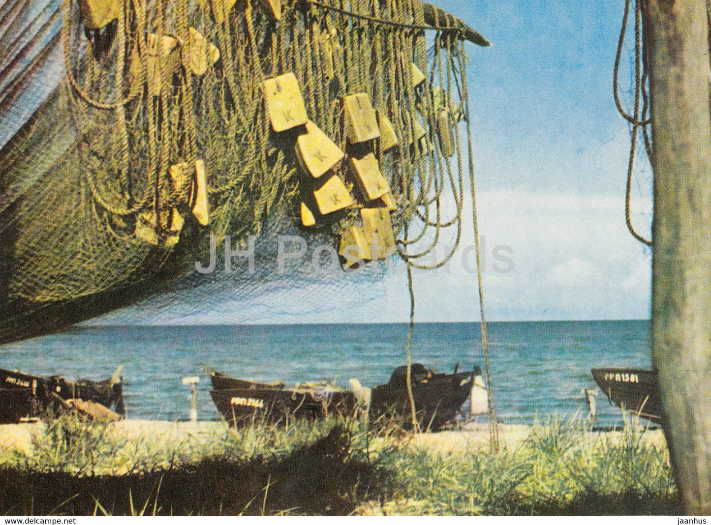 Jurmala - Lapmezciems - Nets on the shore - boat - Latvia USSR - unused - JH Postcards