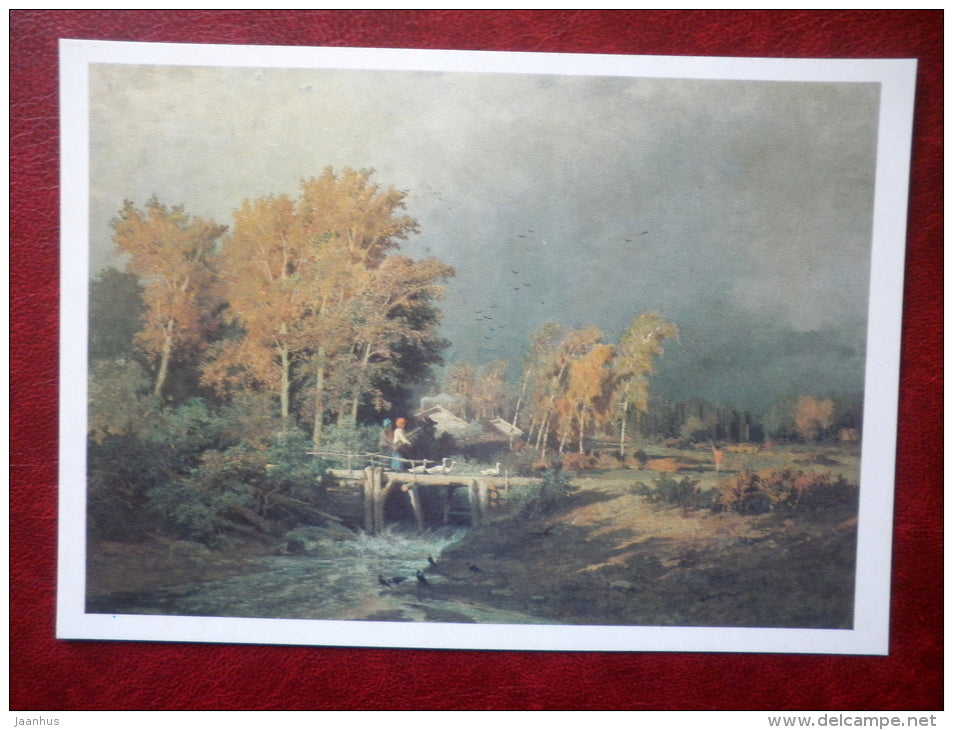 painting by F. Vasilyev , Before the Rain , 1873 - geese - russian art - unused - JH Postcards
